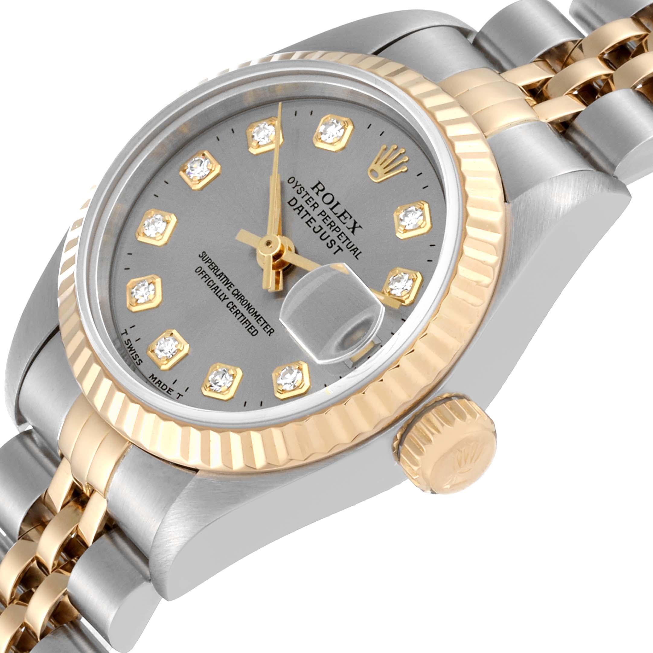 Women's Rolex Datejust Slate Diamond Dial Steel Yellow Gold Ladies Watch 69173
