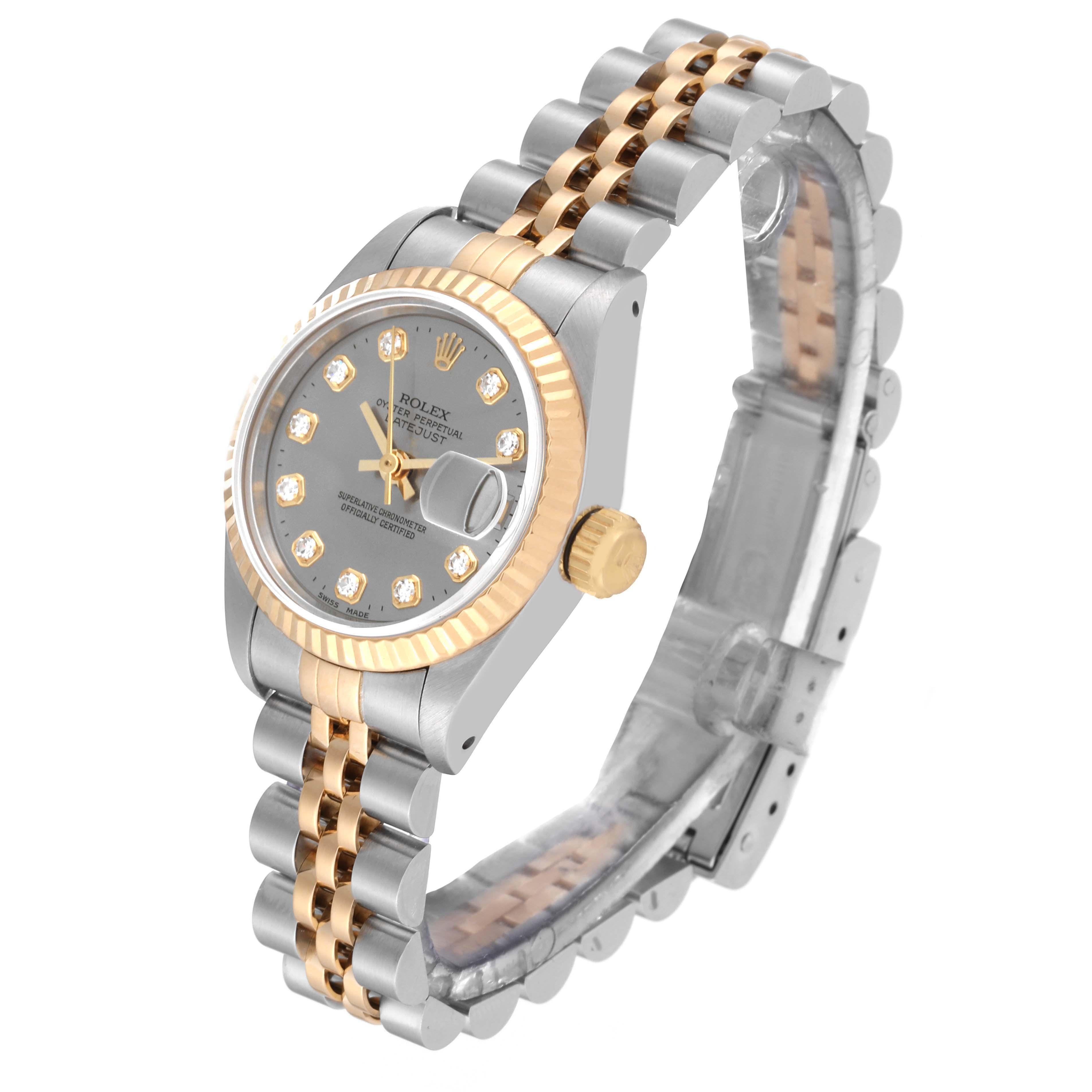 Rolex Datejust Slate Diamond Dial Steel Yellow Gold Ladies Watch 69173 1