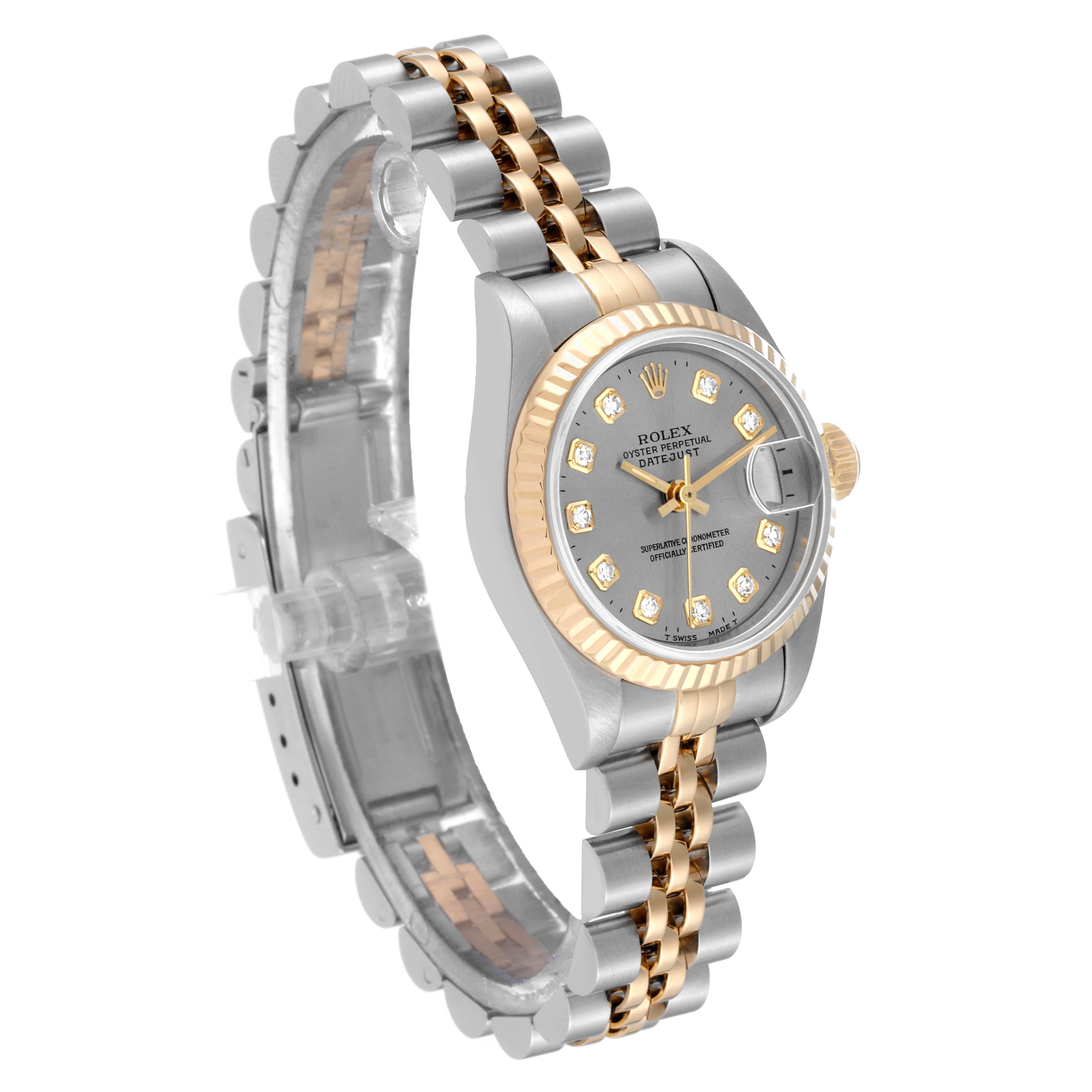Rolex Datejust Slate Diamond Dial Steel Yellow Gold Ladies Watch 69173 2