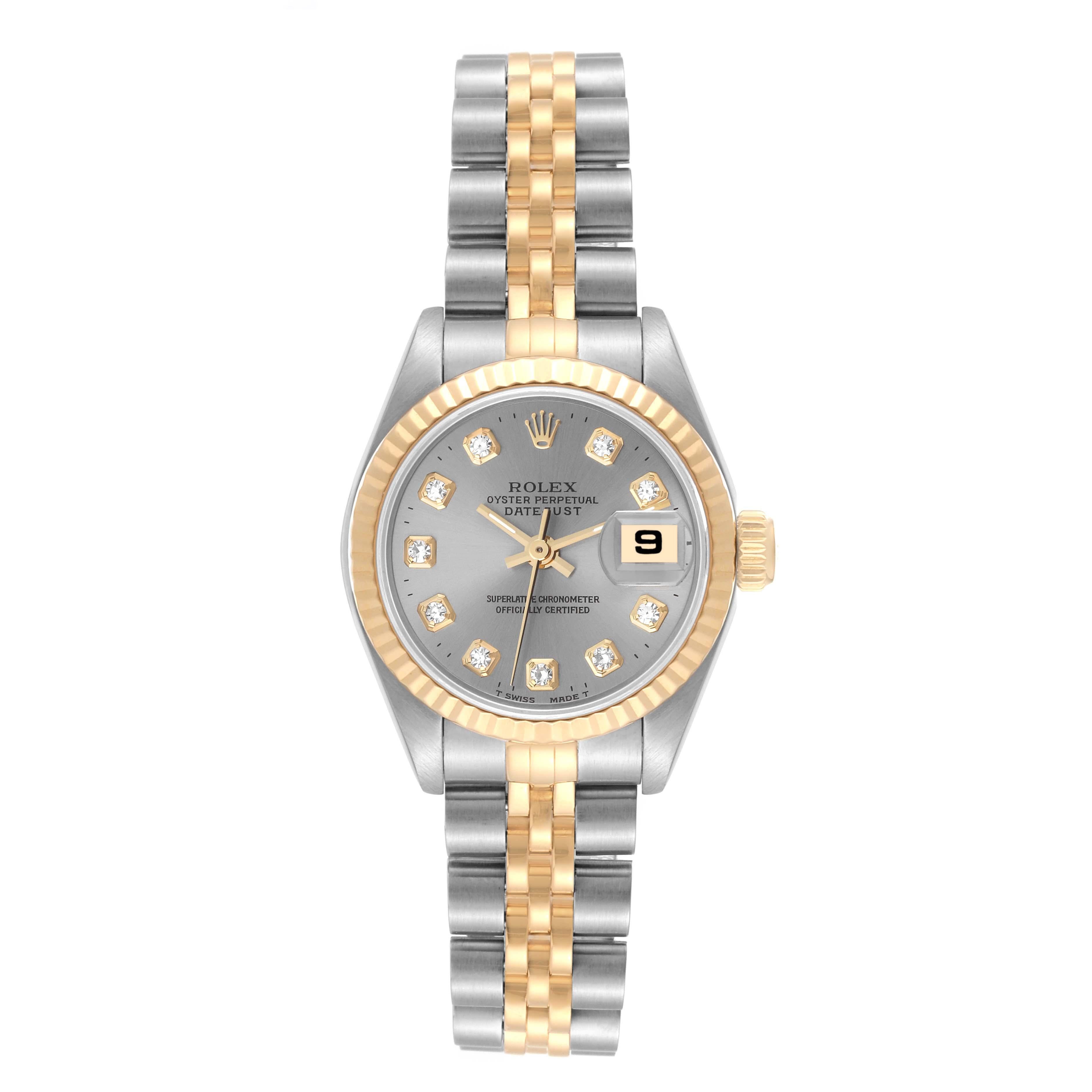Rolex Datejust Slate Diamond Dial Steel Yellow Gold Ladies Watch 69173 4