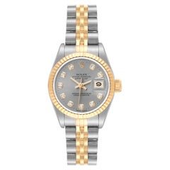 Rolex Datejust Slate Diamond Dial Steel Yellow Gold Ladies Watch 69173 Rolex Datejust Slate Diamond Dial Steel Yellow Gold Ladies Watch 69173