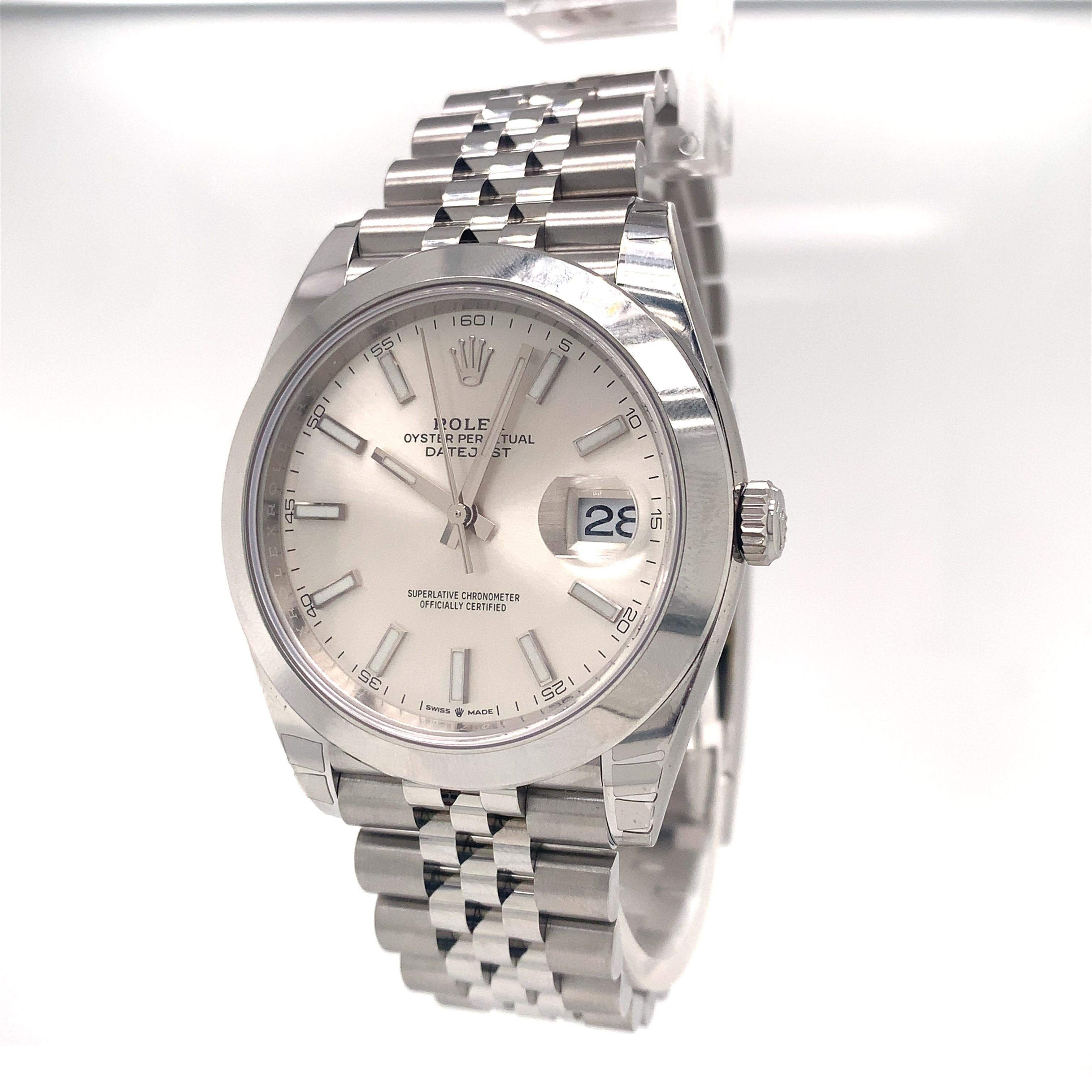 Rolex Datejust 41mm Smooth Silver Dial Jubilee 126300 Stainless 2021 Unworn 1