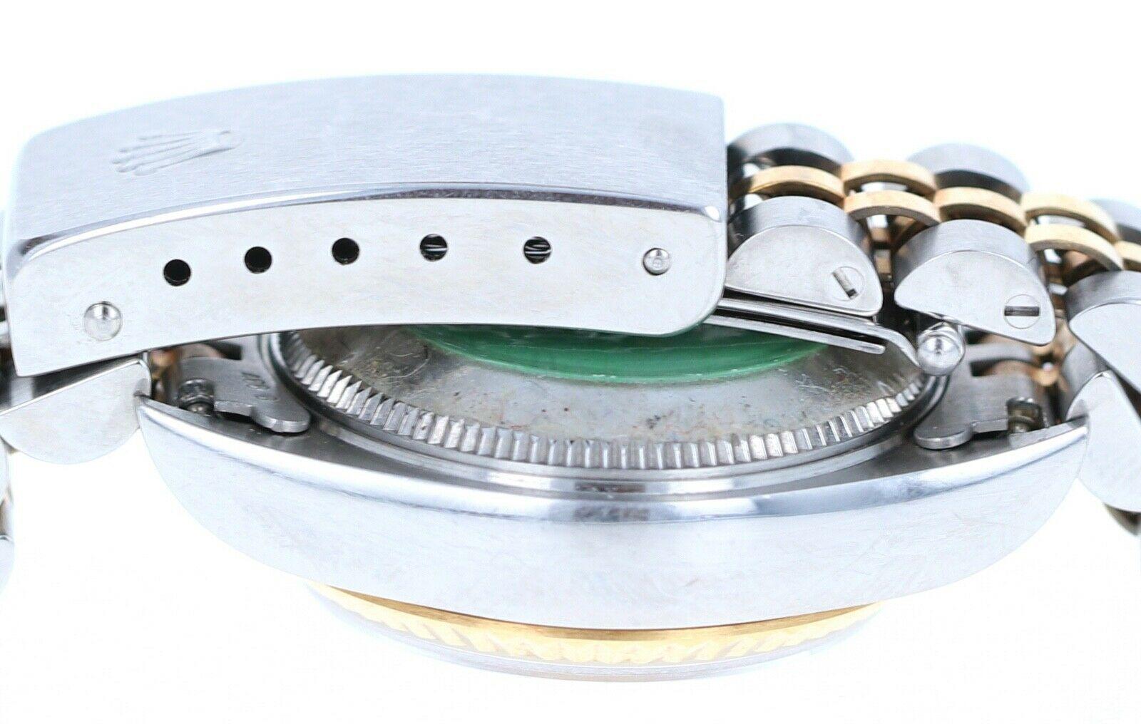 Women's or Men's Rolex Datejust SS & 18k Gold Blue Jade Dial Jubilee Bracelet Watch 69173 Papers