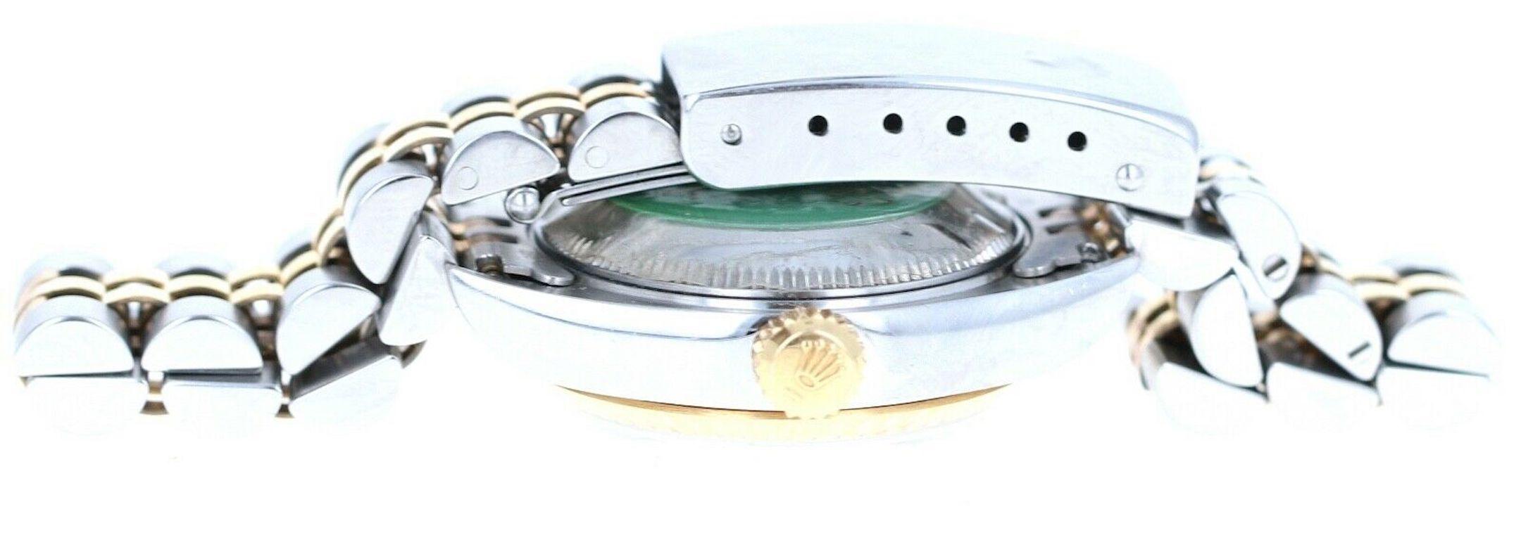 Rolex Datejust SS & 18k Gold Blue Jade Dial Jubilee Bracelet Watch 69173 Papers 1