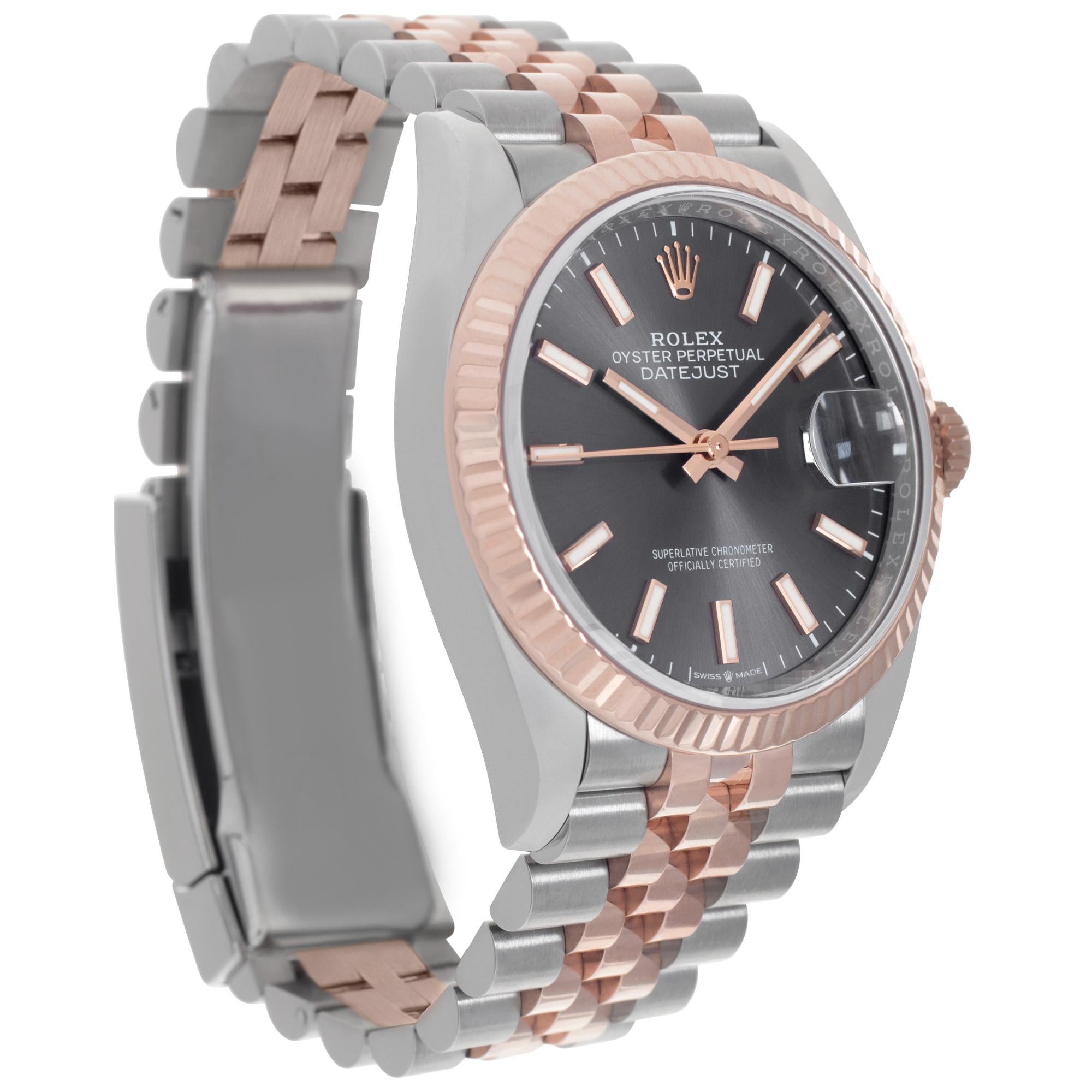 Rolex Datejust Stainless Steel & 18k Everose Gold Slate Dial Ref. 126231 In Excellent Condition In Surfside, FL