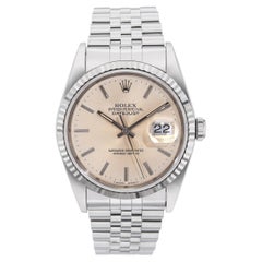 Rolex Datejust Acier inoxydable et lunette en or blanc 18k Ref 16234