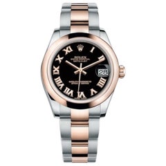Rolex Datejust Stainless Steel and Rose Gold Ladies Watch 178241 Blk Roman