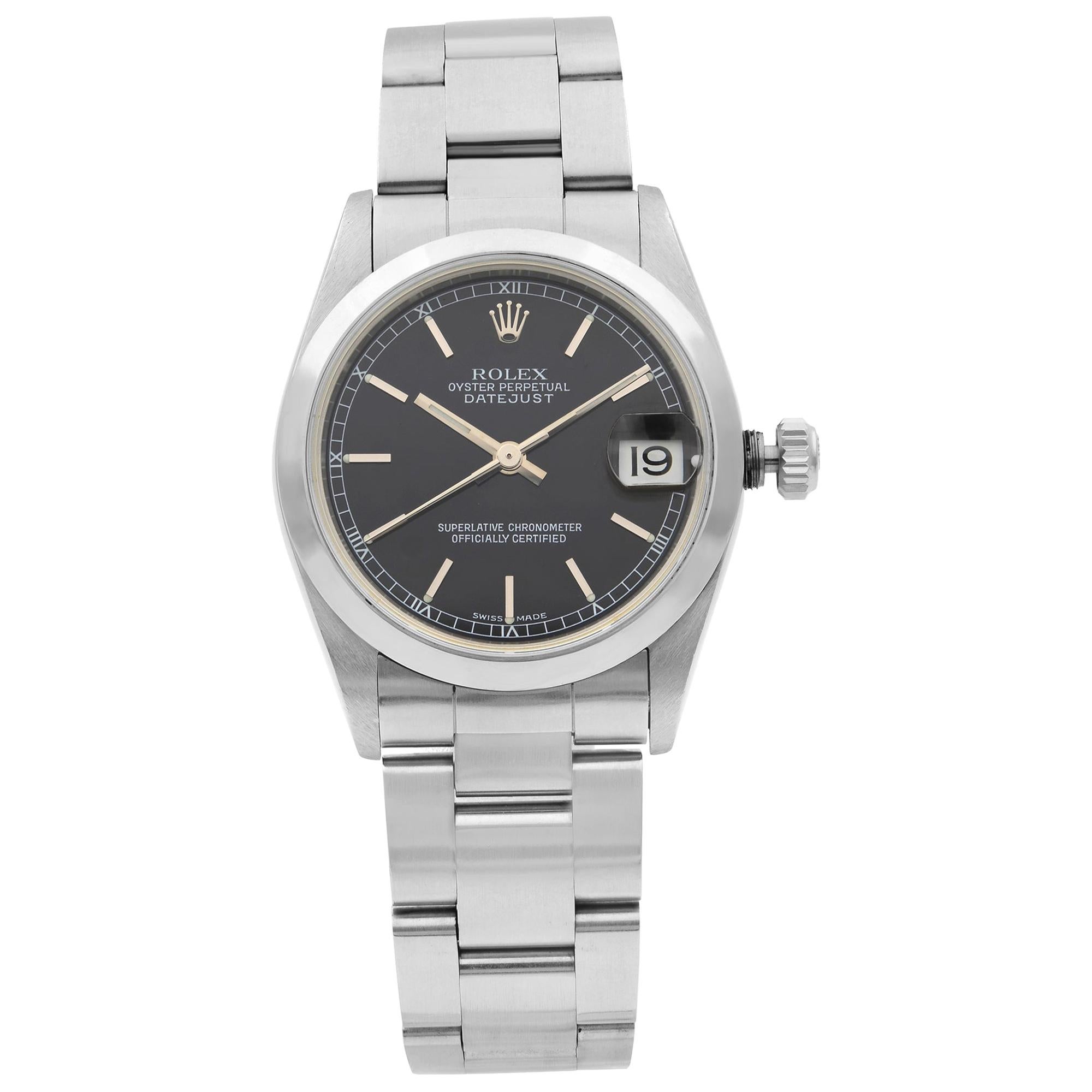 Rolex Datejust Stainless Steel Black Dial Automatic Ladies Watch 78240