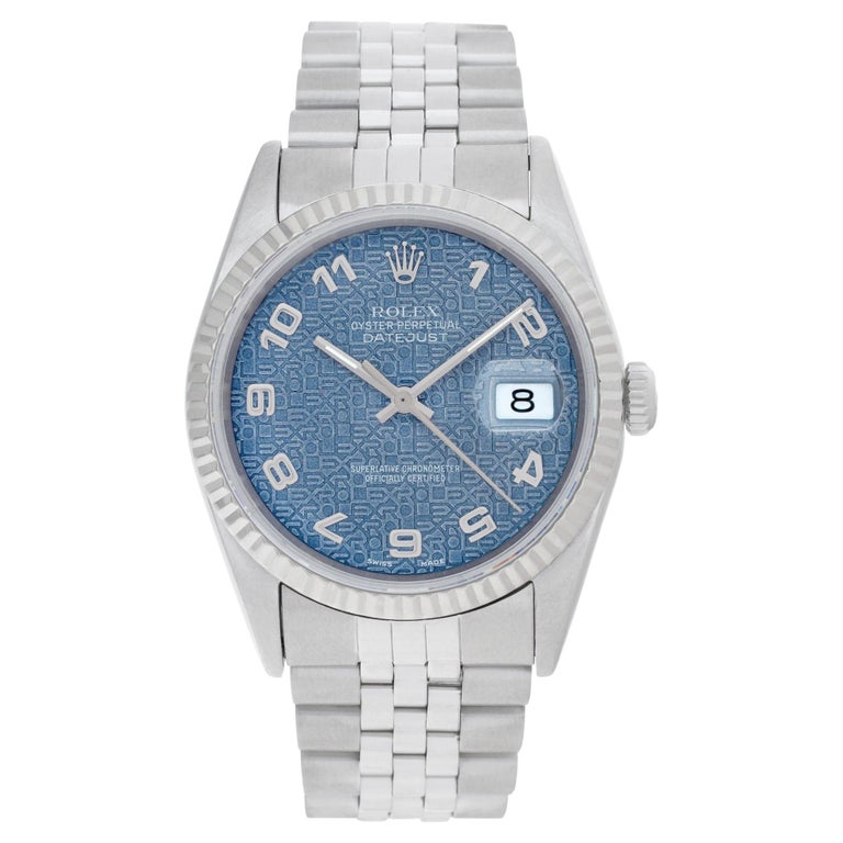 Rolex Datejust Stainless Steel Blue Anniversary Roman Dial Ref. 16234 at  1stDibs | rolex blue stone dial, rolex datejust anniversary, rolex 16234  blue roman