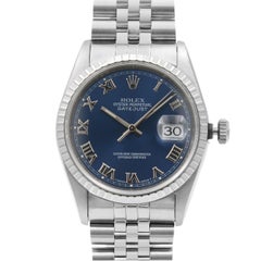 Rolex Datejust Stainless Steel Blue Roman Dial Automatic Men's Watch 16220