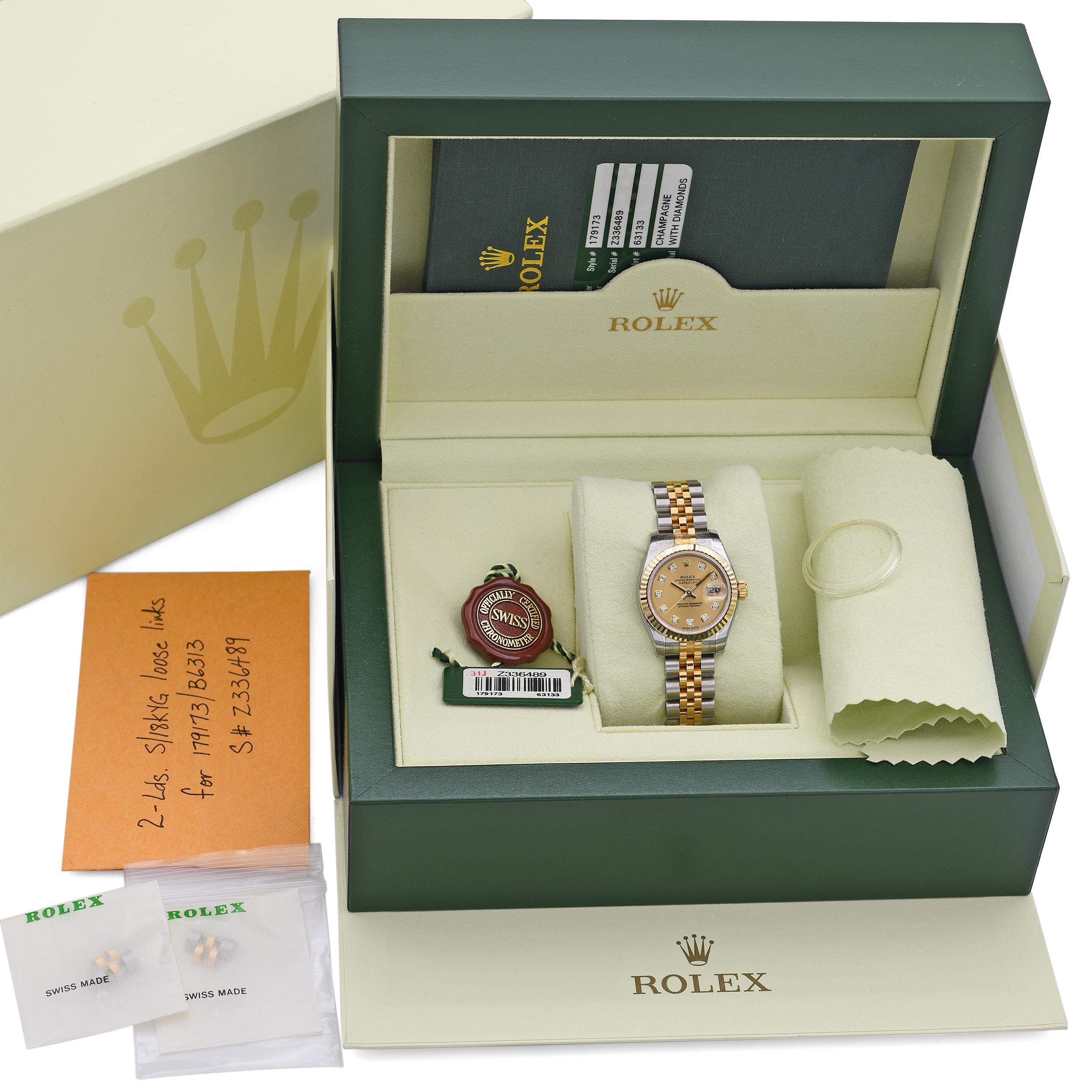 Cette élégante Rolex Datejust 2007 est dotée d'un boîtier en acier inoxydable de 26 mm, d'une lunette cannelée en or jaune 18 carats et d'un bracelet Jubilee classique, incarnant le design bicolore emblématique de Rolex, le 