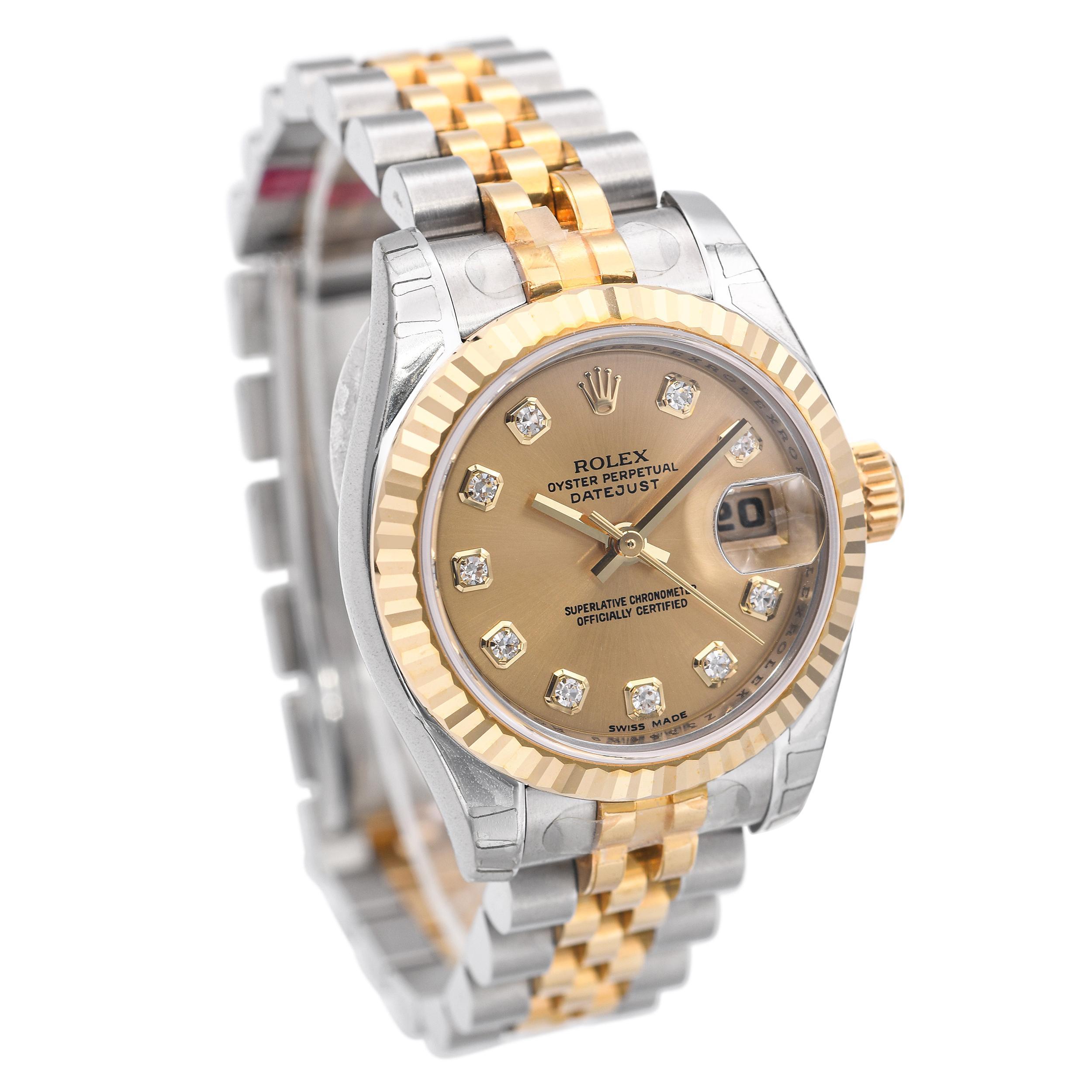 Rolex Datejust Acier inoxydable Cadran diamant Automatique Montre Femme 179173 Unisexe en vente