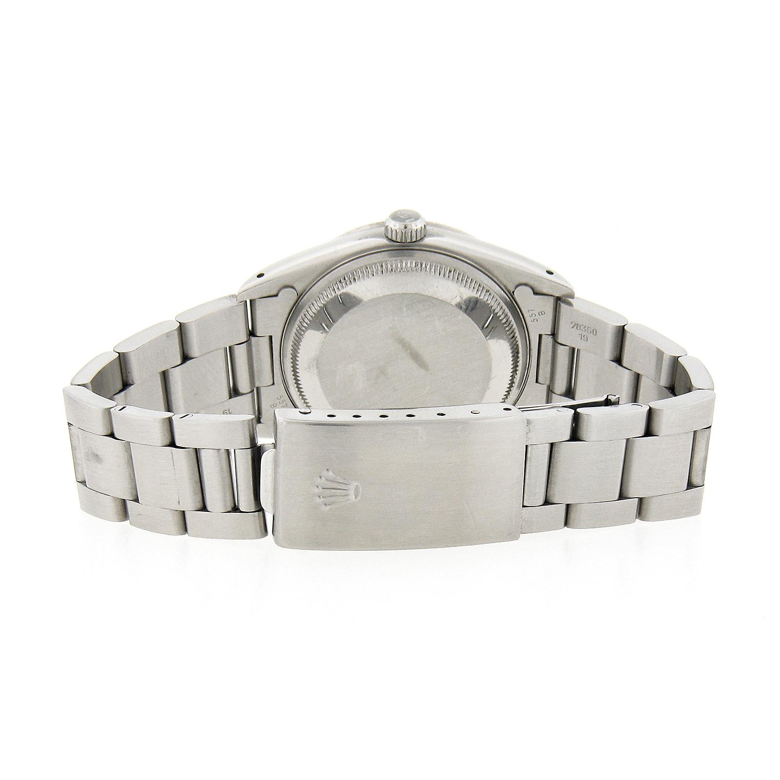 Women's or Men's Rolex Datejust Stainless Steel Jubilee Silver Dial 36mm Engine Turned Watch For Sale