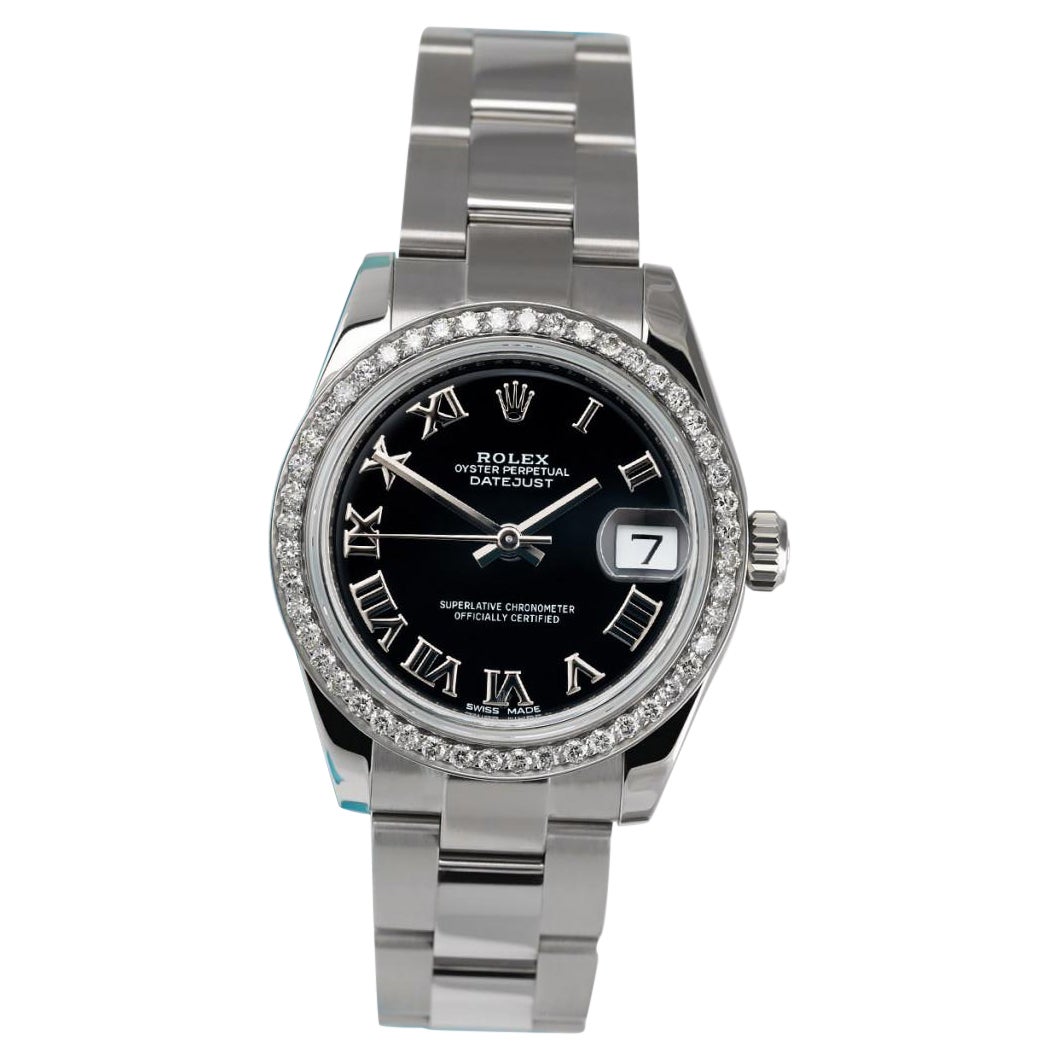 Rolex Datejust Donna in acciaio inossidabile con orologio romano nero