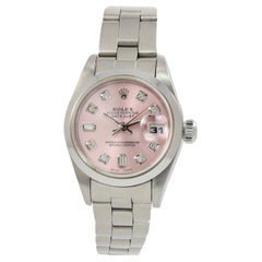 Vintage Rolex Datejust  Stainless Steel Pink Dial with Diamonds Womens Watch