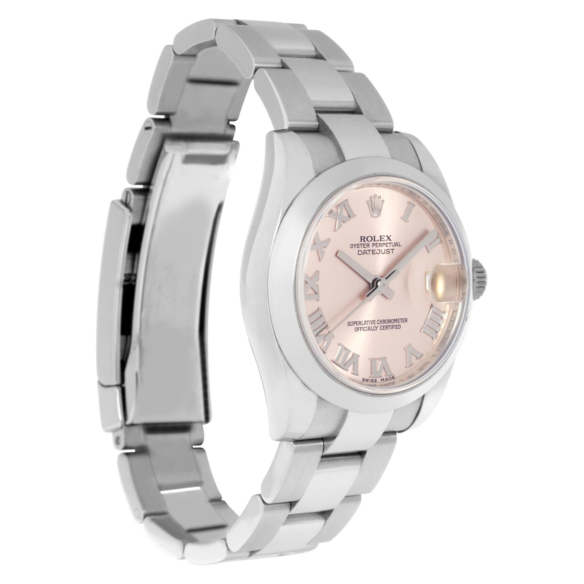 Rolex Datejust Stainless Steel Pink Roman Dial Ref. 178240 In Excellent Condition In Surfside, FL