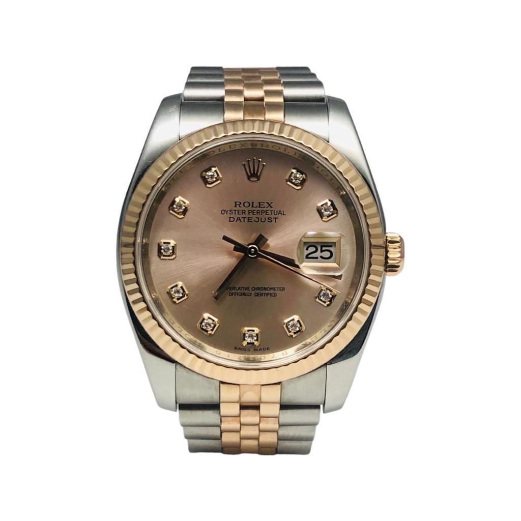 Rolex DateJust Stainless Steel/Rose Gold Diamond Dial Ref. 116231 In Good Condition In Miami, FL