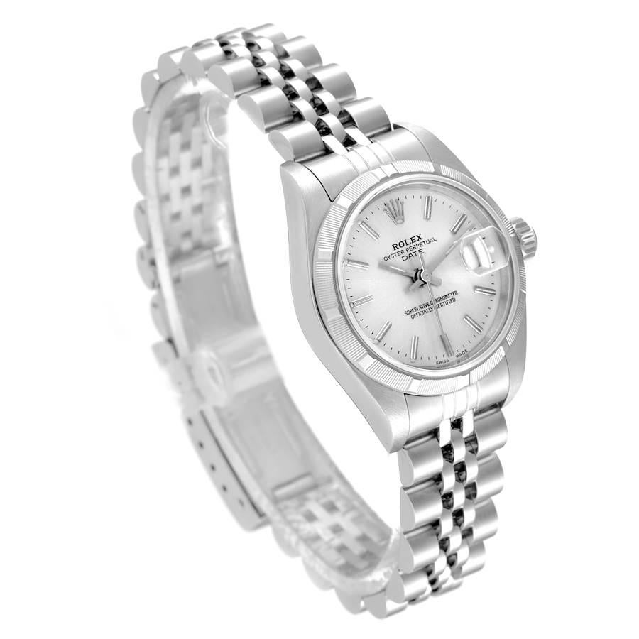 Rolex Datejust Stainless Steel Silver Baton Dial Ladies Watch 79190 In Excellent Condition For Sale In Atlanta, GA
