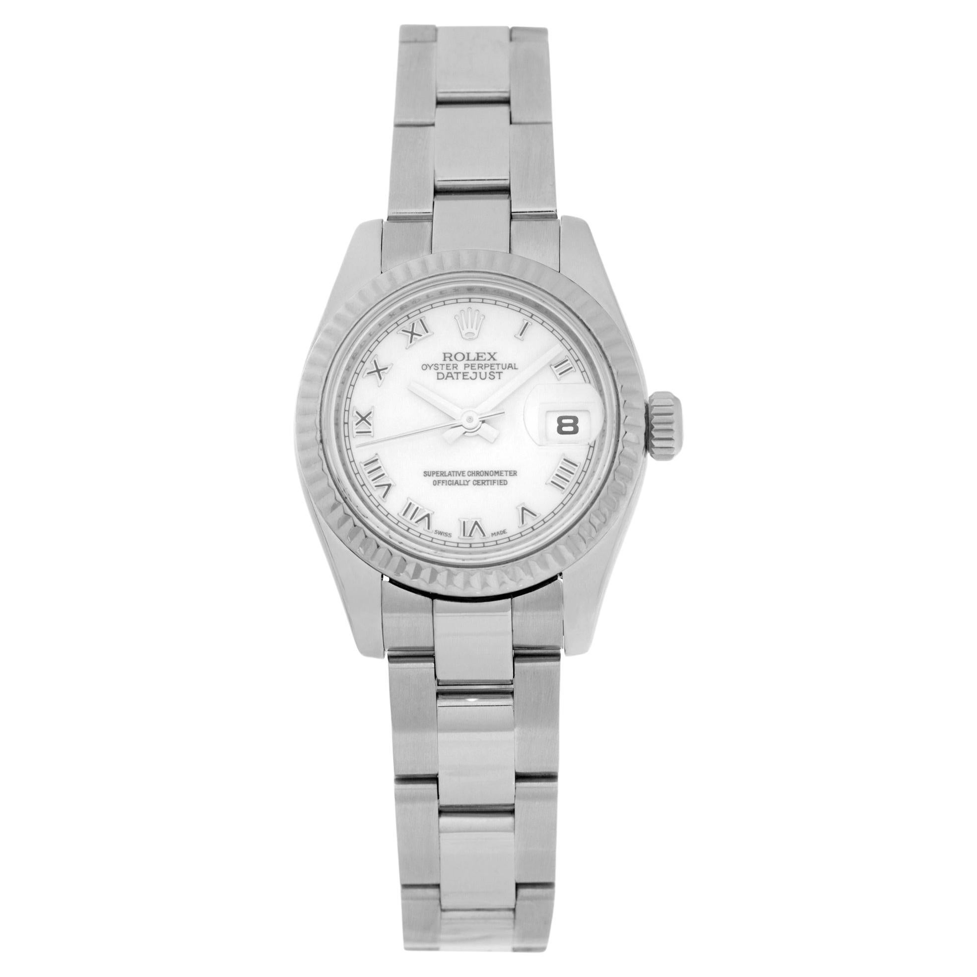 Rolex Datejust Stainless Steel White Roman Dial Ref. 179174 For Sale