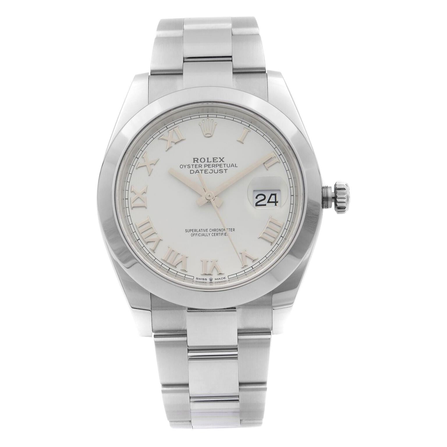 Rolex Datejust Stainless Steel White Roman Dial Automatic Men's Watch 126300