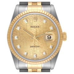 Rolex Datejust Stainless Steel Yellow Gold Diamond Mens Watch 16233