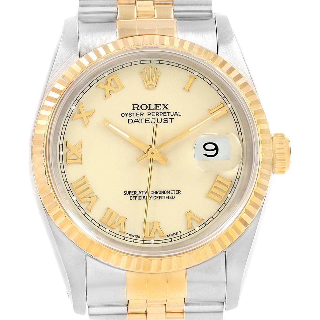 Rolex Datejust Stainless Steel Yellow Gold Men’s Watch 16233 Box For Sale 2