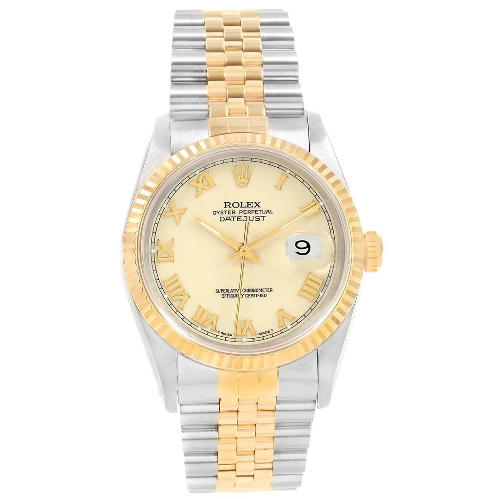 Rolex Datejust Stainless Steel Yellow Gold Men’s Watch 16233 Box For Sale 5