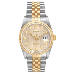 Rolex Datejust Stainless Steel Yellow Gold Mens Watch 16233 Box Papers