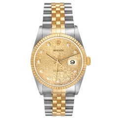 Rolex Datejust Stainless Steel Yellow Gold Mens Watch 16233 Box Papers