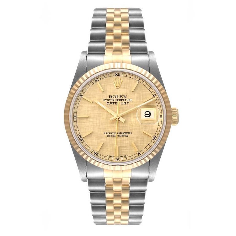 Rolex Datejust Stainless Steel Yellow Gold Mens Watch 16233 Box Papers ...