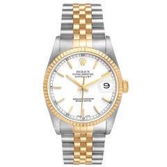 Rolex Datejust Stainless Steel Yellow Gold Mens Watch 16233 Box Papers