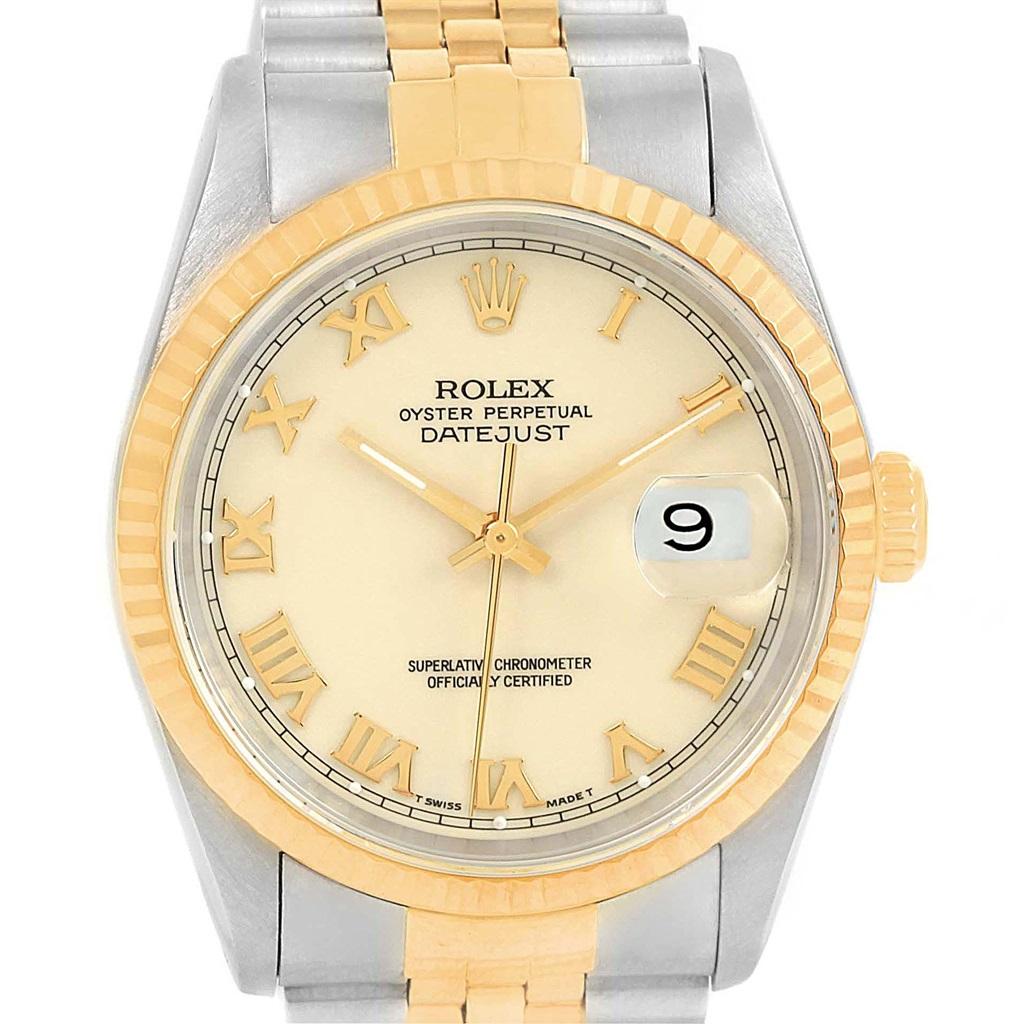Rolex Datejust Stainless Steel Yellow Gold Men’s Watch 16233 Box Papers im Zustand „Hervorragend“ in Atlanta, GA