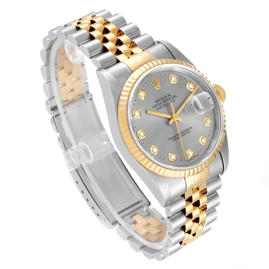 Rolex Montre Datejust en acier inoxydable et or jaune pour hommes 16233, avec boîte et papiers d'origine Excellent état à Atlanta, GA