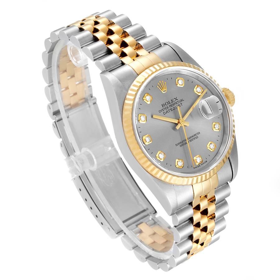 Rolex Datejust Edelstahl Gelbgold Herrenuhr 16233 Box Papiere im Zustand „Hervorragend“ im Angebot in Atlanta, GA