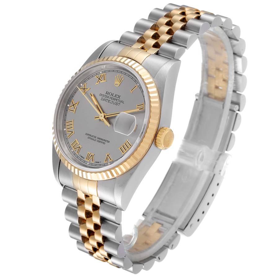 Rolex Datejust Stainless Steel Yellow Gold Mens Watch 16233 Box Papers In Excellent Condition For Sale In Atlanta, GA