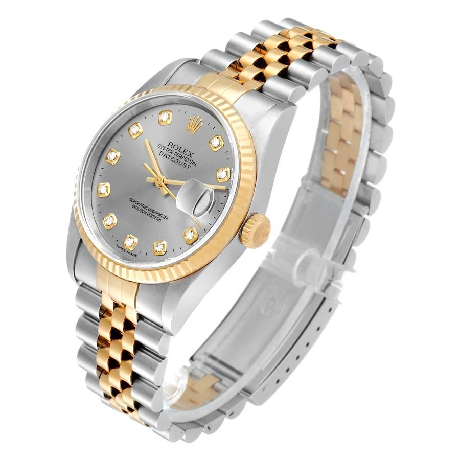 Rolex Datejust Stainless Steel Yellow Gold Mens Watch 16233 Box Papers In Excellent Condition For Sale In Atlanta, GA