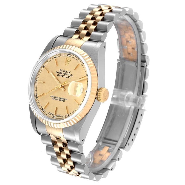 Rolex Datejust Stainless Steel Yellow Gold Mens Watch 16233 Box Papers ...