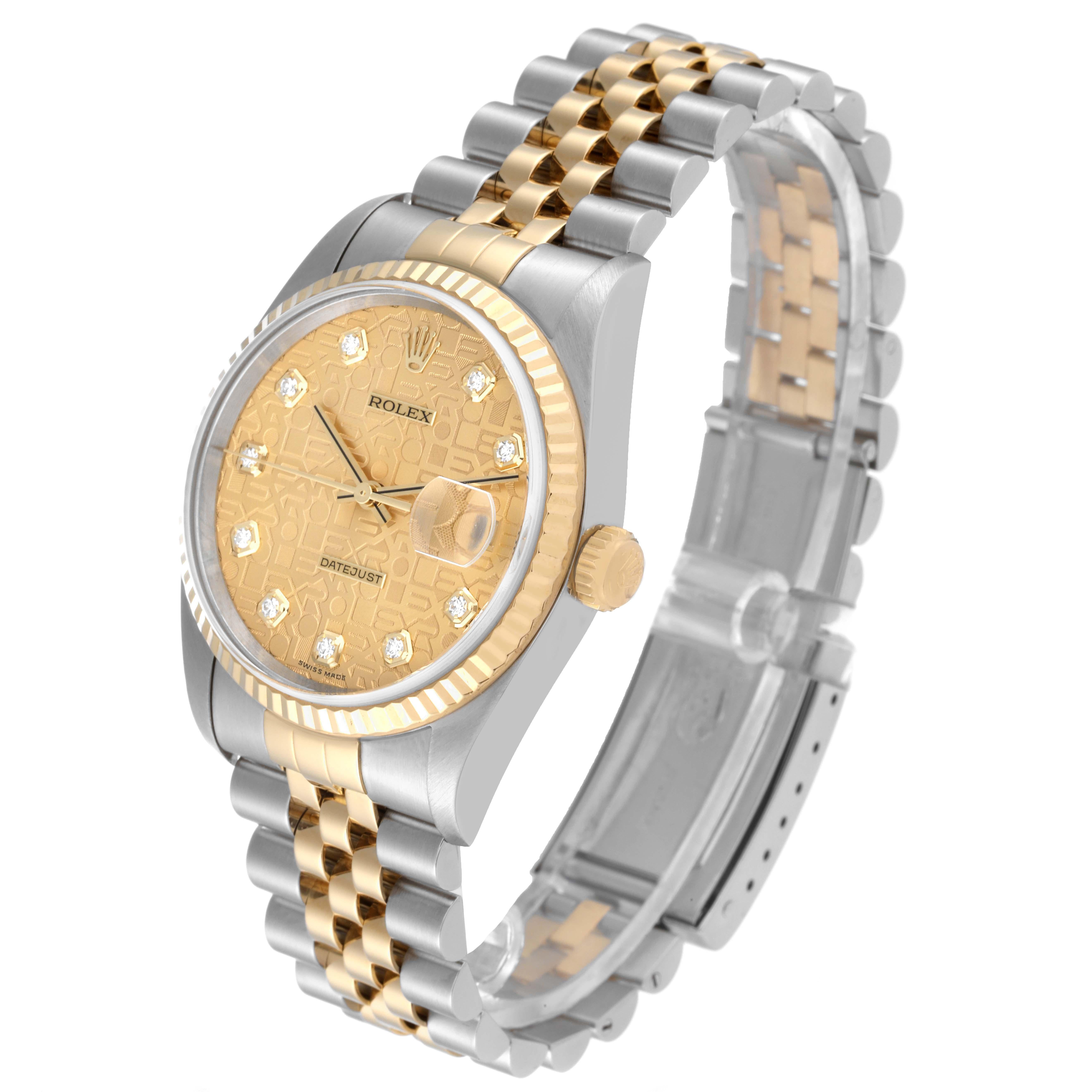 Men's Rolex Datejust Stainless Steel Yellow Gold Mens Watch 16233 Box Papers