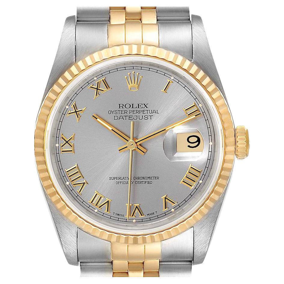 Rolex Datejust Stainless Steel Yellow Gold Mens Watch 16233 Box Papers For Sale