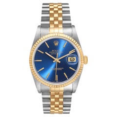 Rolex Datejust Stainless Steel Yellow Gold Mens Watch 16233 Box Papers