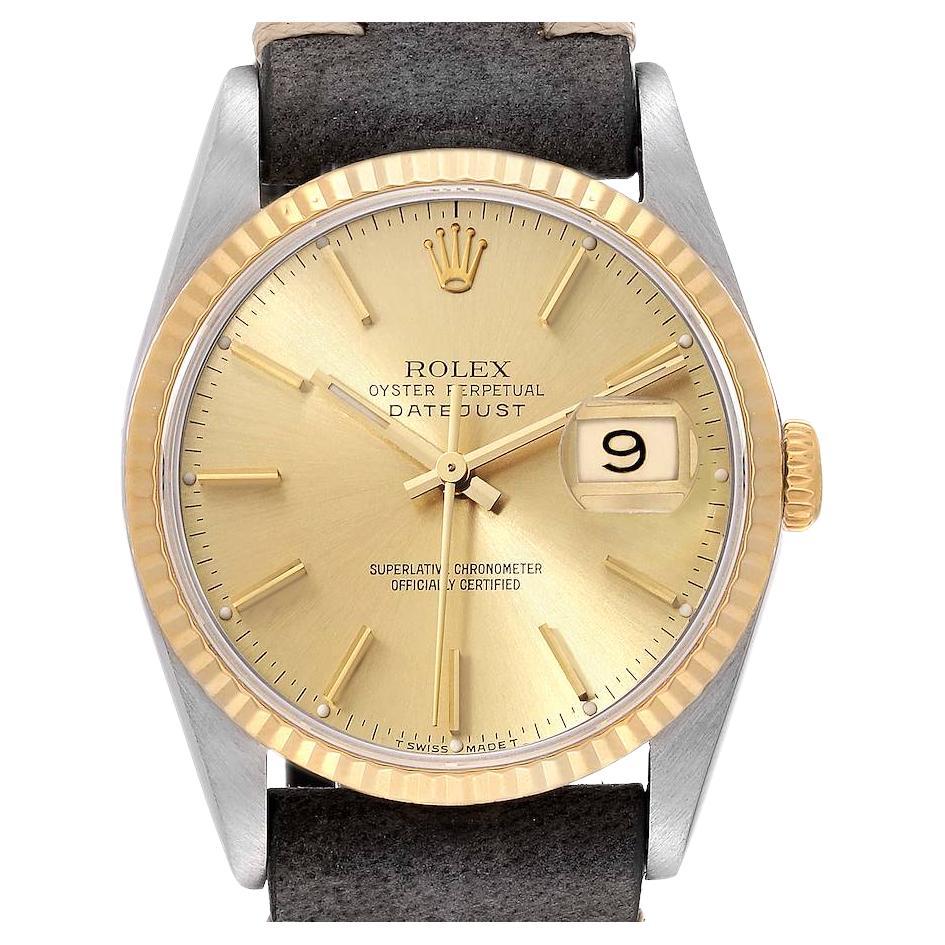 Rolex Datejust Stainless Steel Yellow Gold Mens Watch 16233 Box Papers