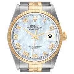 Rolex Montre Datejust en acier inoxydable et or jaune pour hommes 16233 