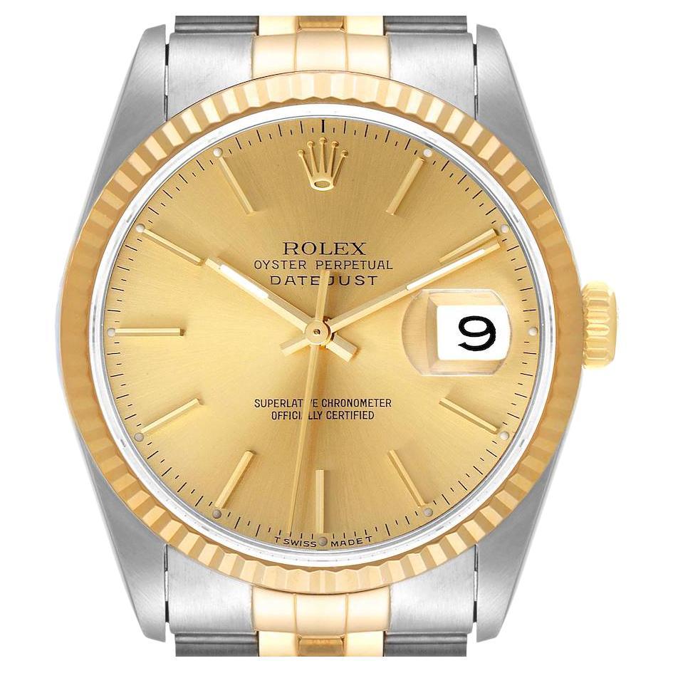 Rolex Datejust Stainless Steel Yellow Gold Mens Watch 16233 For Sale