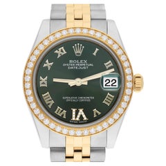 Rolex Datejust Edelstahl&18K Gelbgold 31mm Diamant-Lünette 178383 Grün