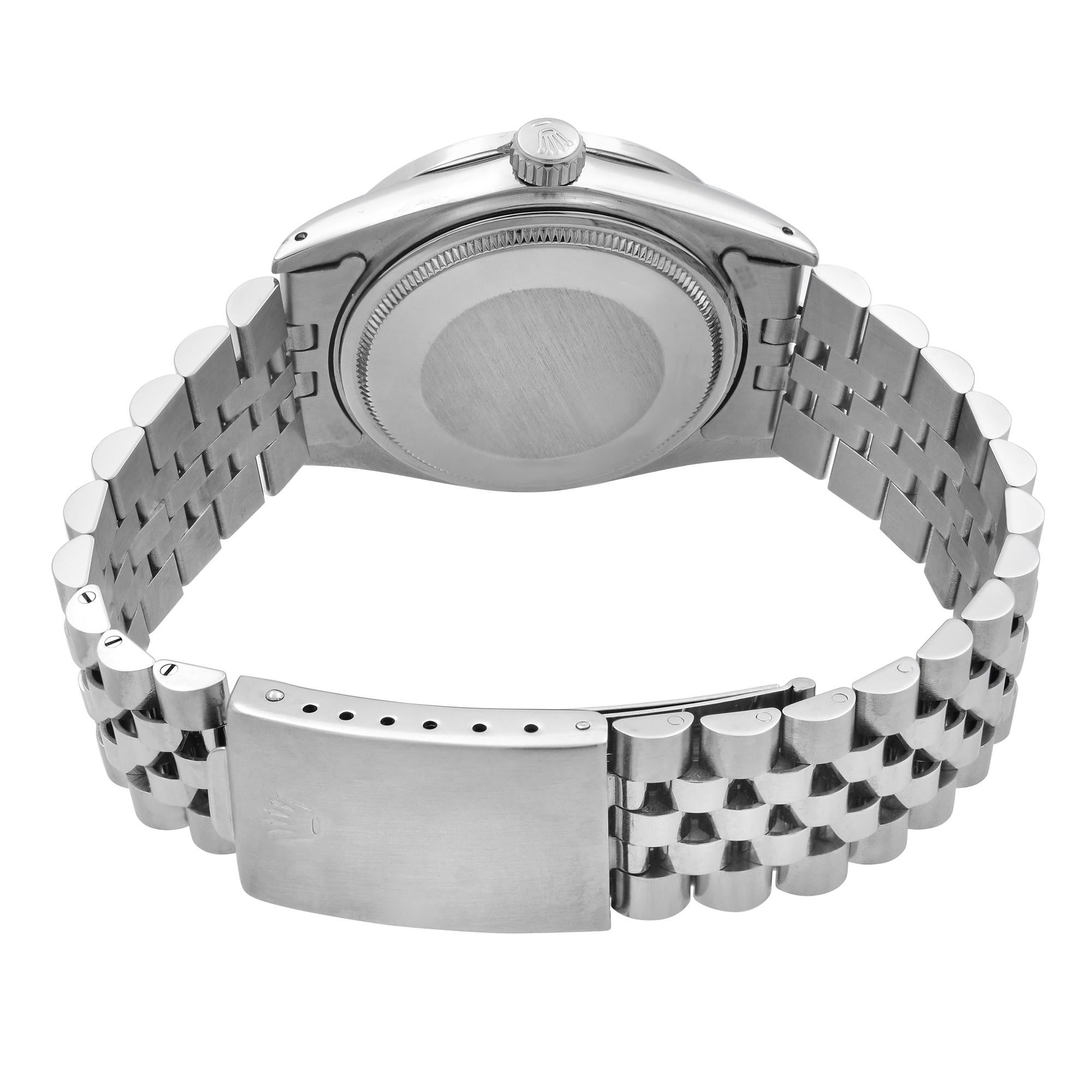 Rolex Datejust Steel 1.20 Carat Custom Diamond Green Dial Men Watch 16014 2