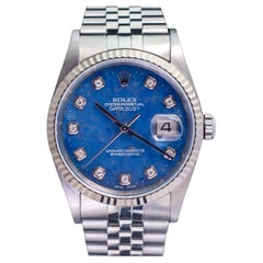 Rolex Datejust Stahl 16014 Sodalit Stein Zifferblatt Diamant-Autouhr mit Papier, 2000