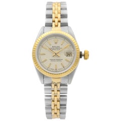 Rolex Datejust Steel 18 Karat Yellow Gold Beige Jubilee Dial Ladies Watch 69173