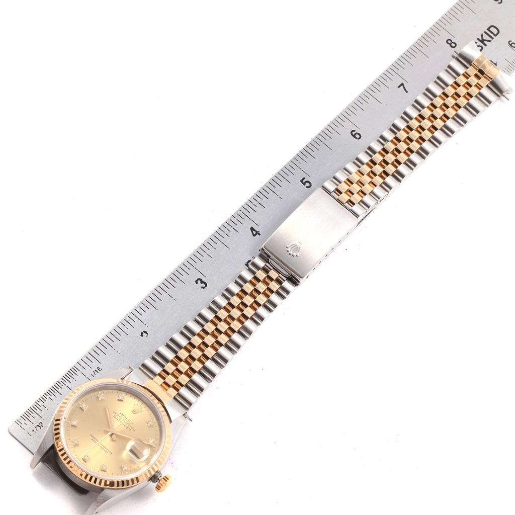 Rolex Datejust Steel 18 Karat Yellow Gold Diamond Men's Watch 16233 Box 9
