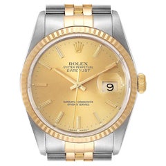 Rolex Datejust Steel 18 Karat Yellow Gold Fluted Bezel Men’s Watch 16233