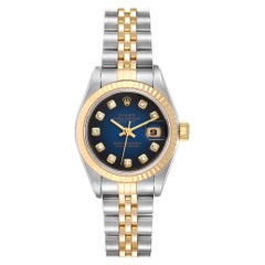 Rolex Datejust Steel 18 Karat Yellow Gold Vignette Diamond Ladies Watch 79173